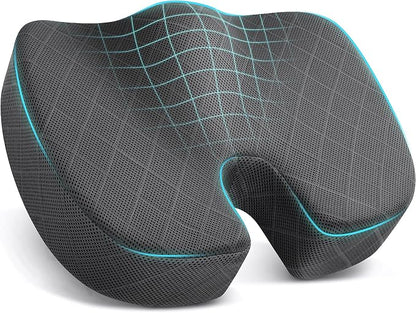 Seat Cushion - Memory Foam Sitting Pillow for Office Chair, Car Seat, Airplane, Bleacher - Sciatica & Hip & Coccyx Pain Relief Desk Chair Cushion for Long Sitting Office Workers, Car Drivers | for Car Seat, Airplane, Desk Chair - Sciatica & Hip & Coccy... by TushGuardSeatCushonsPillows