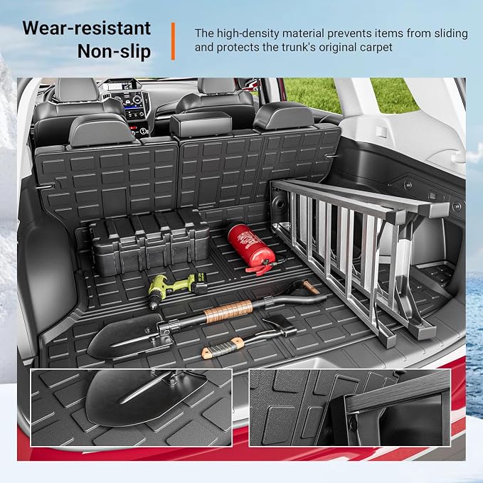 powoq Cargo Mat & Backrest Mats Compatible with 2019-2024 Subaru Forester | Cargo Liner TPE All Weather Replacement for 2019-2021 2022 2023 2024 Subaru Forester Accessories (Trunk Mat+Backrest Mats) - Image 4