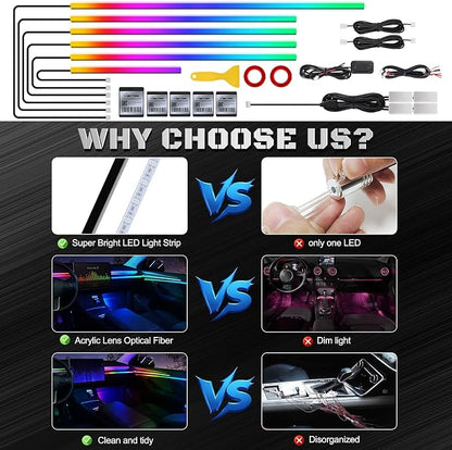 Dreamcolor Acrylic Interior Car LED Strip Light with Wireless APP, Dual Zone RGB 10 in 1 with 175 inches 593 Neon Car Ambient Lighting Kits, Music Sync LEDs Fiber Optic Strip Neon Lights for Car - Image 5