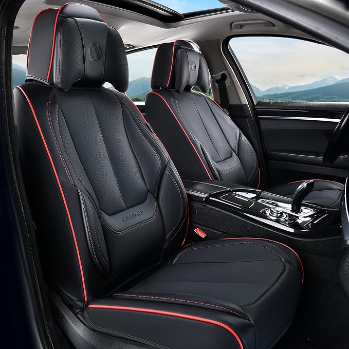 Coverado Car Seat Covers, Seat Covers for Cars, Waterproof Leather Auto Seat Protectors, Leather Car Seat Cushion, Car Interiors Accessories Universal Fit for Most Cars by COVERADOAUTO
