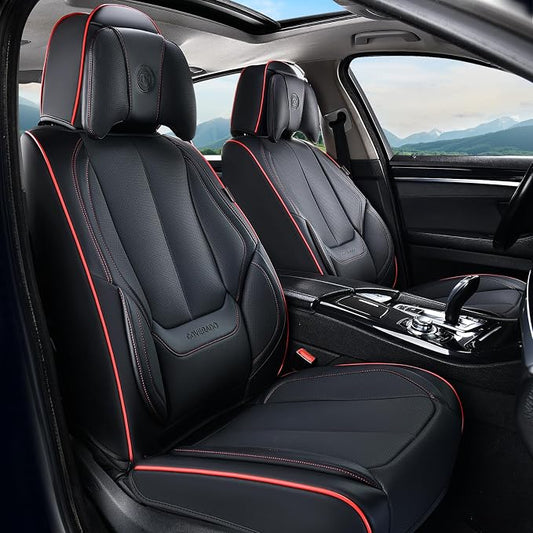 Coverado Car Seat Covers, Seat Covers for Cars, Waterproof Leather Auto Seat Protectors, Leather Car Seat Cushion, Car Interiors Accessories Universal Fit for Most Cars by COVERADOAUTO