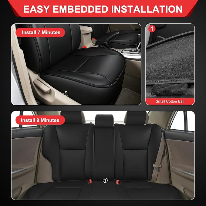 TTX LIGHTING Custom Fit Seat Covers for Toyota Corolla 2009-2013 | Factory-Inspired Design Waterproof Breathable Faux Leather Full Set, Airbag Compatible Car Seat Protectors Daily Commute - Image 8