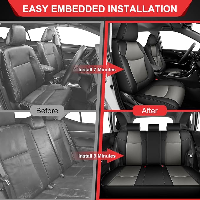 TTX LIGHTING Custom Fit for Toyota RAV4 Seat Covers 2019-2026 5-Seats | Original Seat Pattern | Full Coverage | Easy Install | Waterproof | Faux Leather | Shield Your Car Seats | All Season - Image 9