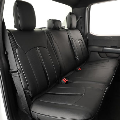 Seat Covers for Ford F150 SuperCrew 2021-2026 Faux Leather | Fits F-150 XL XLT STX Tremor 2021-2026, Lightning Pro XLT 2022-2024 and F250/F350/F450 2023-2026, Waterproof Rear Seat by Custaura