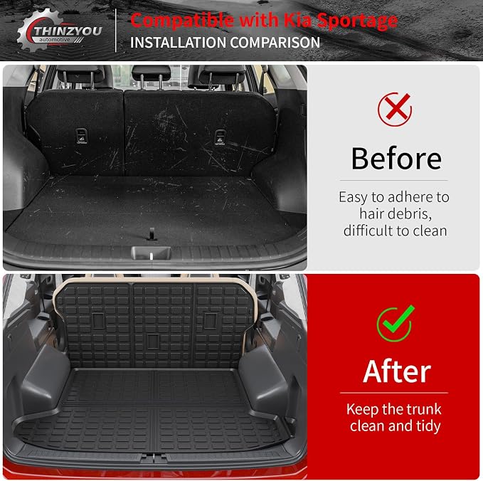 Cargo Mat & Backrest Mats for 2023 2024 2025 2026 KIA Sportage | Non-Plug-in Hybrid, Not for Driver Side Speaker Grille, Cargo Mat TPE Back Seat Cover Protector 2025 Sportage Accessories - Image 3