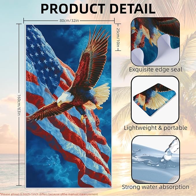 2 Pack Car Towel Seat Covers with Storage Bag, Multifunctional Towel for Gym Outdoor Sport, Picnic, Beach, Pet Dog Travel,Non-Slip Washable Car Seat Protector (Bald Eagle) - Image 4
