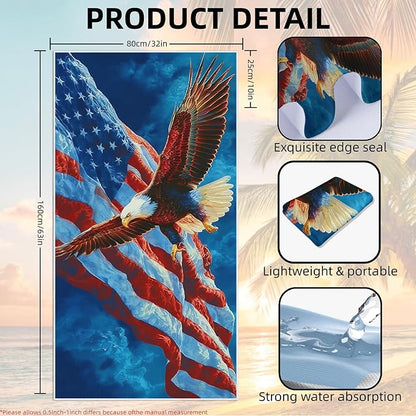 2 Pack Car Towel Seat Covers with Storage Bag, Multifunctional Towel for Gym Outdoor Sport, Picnic, Beach, Pet Dog Travel,Non-Slip Washable Car Seat Protector (Bald Eagle) - Image 4