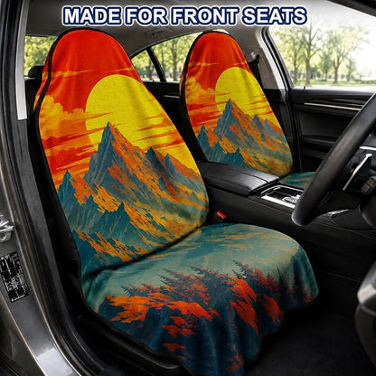 Car Seat Towel Cover 2 Pack for Front Seats, Sweat Absorbent Car Seat Protector with Non-Slip Backing, Waterproof Towel Car Seat Covers for Runners, Gym, Swimming, Beach, Mountain Sunset - Image 2