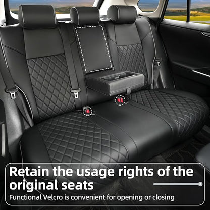 Lolcar Rav4 Seat Covers Custom Fit for Toyota Rav4 (for Hybrid) 2019-2025 LE,XLE,XLE Premium,Limited,Woodland Edition, Leather Truck Seat Cover Full Set for SUV,Faux Leather (Black Gray Grid) - Image 6