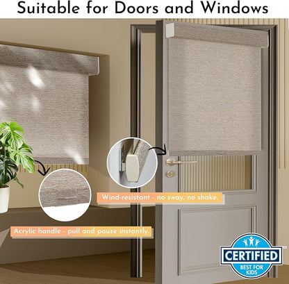 Persilux Light Filtering Roller Shades for Window Blinds,Cordless,Linen Fabric,Thermal Insulated Fabric UV Protection Shades for Home,Office,Bedroom,Door,Light Filtering-Light Brown,32" W X 72" H - Image 3