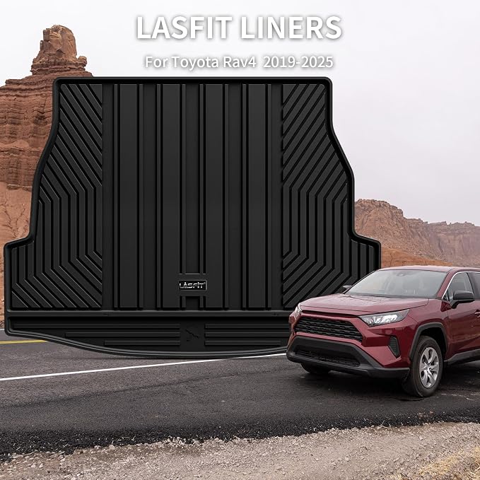 LASFIT Cargo Trunk Mat for Toyota RAV4 2019-2025 (Include Hybrid) | 100% TPE All Weather Rear Trunk Cargo Liner Custom Fit Waterproof RAV 4 Cargo Tray Automotive Accessories, Black - Image 8