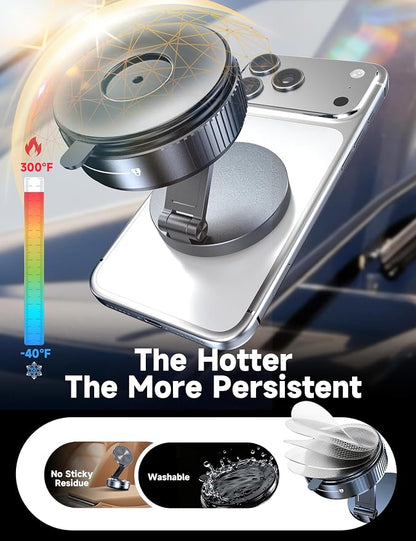 Magsafe Car Mount, Vacuum Magnetic Phone Holders for Your Car | [Easiest Mount] 105LBS Strong Suction Car Phone Holder, [Compact Design] Car Phone Mount, for iPhone 17-12, Pixel 10, Samsung - Image 5