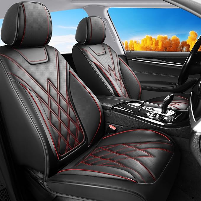 Fit for Camry Seat Covers Compatible with Toyota Camry 2012-2026 Waterproof Breathable Leather Automotive Seat Cushions Protector, Airbag Compatible,Easy to Install,Full Set 5 Seats(Redline) by Unknown