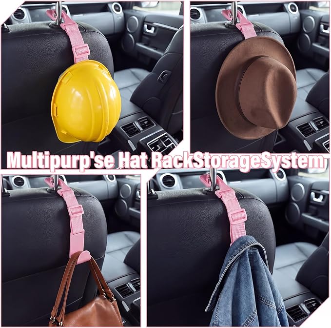Unittype 4 Pcs Hard Hat Hook for Truck Adjustable Hard Hat Holder Hardhat Holder for Truck Seat Back Organizer 55 lb Load Heavy Duty Hardhat Hanger Storage Car Vehicle Headrest Bag Gear (Pink) - Image 6