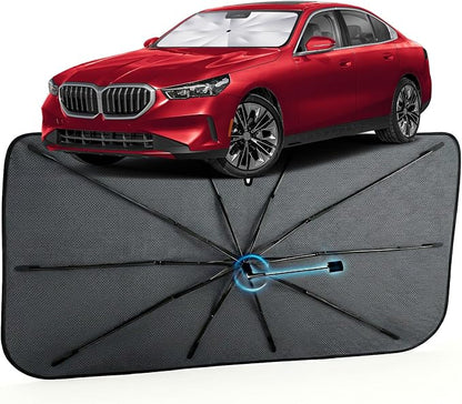 Car Windshield Sun Shade Umbrella for BMW 5 Series 2018-2026, 1:1 Exact Fit | [Reflective Coated Fabric] Car Shades Sun Visor Keep Car Cool and Protects Interior, Sunshade Umbrella for Front Window by MakeLifeBetter
