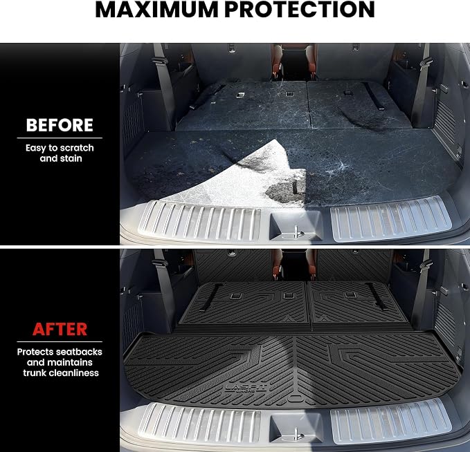 LASFIT Cargo Mats for Kia Telluride Gas 2027 (Not Fit Hybrid) | All Weather TPE Custom Fit Cargo Trunk Mat & Backrest Mats Accessories, Black - Image 5