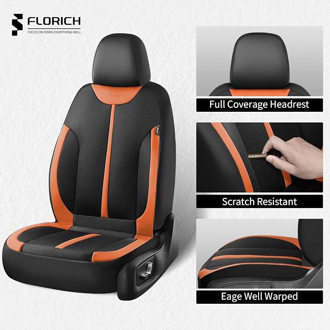 Seat Covers, Car Seat Covers Front Seat, Black&Brown Seat Covers for Cars 2 Seats, Breathable Car Seat Protector, Front Car Seat Cushion, Automotive Seat Covers Universal Fit for Most Cars SUV Trucks - Image 3