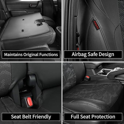 EKR Tacoma Seat Covers Custom Fit for Toyota Tacoma 2016 2017 2018 2019 2020 2021 2022 2023 Double Cab/Crew Cab -Truck Seat Covers for Car Full Set,Faux Leather(Black/Gray Camo A63) - Image 7