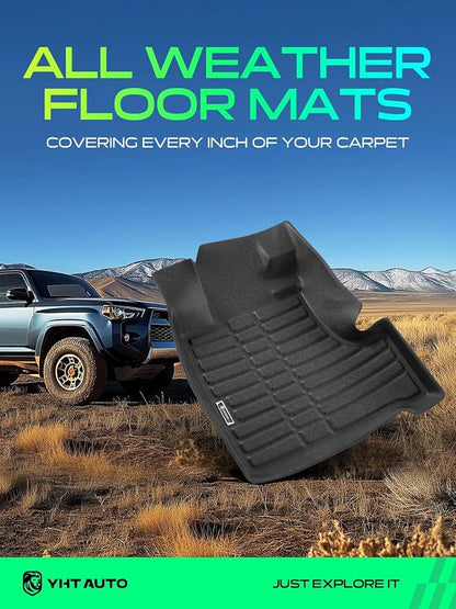YHTAUTO Automotive Floor Mats for Honda CR-V 2007-2011 | TPE All Weather Car Mats, Anti-Slip & Custom Fit Floor Liners | Front & 2nd Row, Black, Set of 3 - Image 2