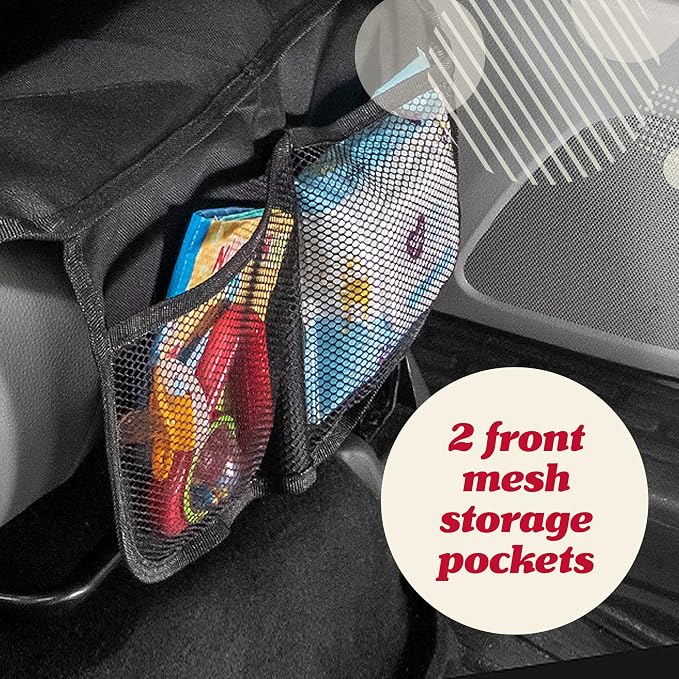 Lusso Gear Car Seat Cover & Protector - 2-Pack Waterproof Non-Slip Protector - Mesh Pocket Organizer - Universal Fit for Convertible & Toddler Car Seats, Black - Image 6