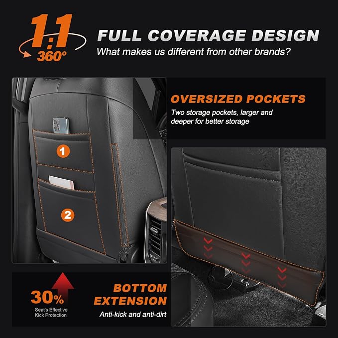 AOMSAZTO Custom Fit Seat Covers for Dodge RAM 1500 2019-2026 Black Grid | Ram Crew Cab Only, fit Seat-back Armrest Model, Pickup Seat Covers, Premium Faux Leather, Perfect Fit, Airbag Compatible - Image 6