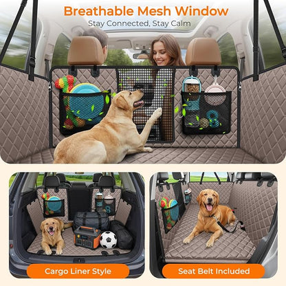 URPOWER Back Seat Extender for Dogs, Large Hard Bottom Dog Car Seat Cover | Supports 550 lbs, Stable 3-Panel Hard Bottom, Added High-Density Foam for Comfort, Waterproof 900D Oxford, 45% More Space - Image 3