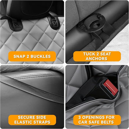 Dog Car Seat Cover for Back Seat,PU Leather Truck Back Seat Cover,XL,Grey | Waterproof,Nonslip,Heavy-Duty Bench Seat Covers for Trucks Ford F150/Chevrolet Silverado/Ram1500/GMC Sierra/Toyota - Image 9