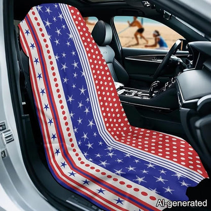 Horeset American Flag Car Seat Towel Cover Quick-Dry Star Stripes Front Car Seat Cover After Gym Sweat Automotive Seat Protector Towel Easy Fit Front Seat Cover - Image 2