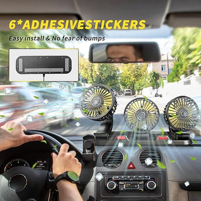 Portable 3-Head Car Cooling Fan with Cigarette Lighter Plug | Powerful Airflow Fan for Vehicles Cars Taxi and Road trips - Image 6