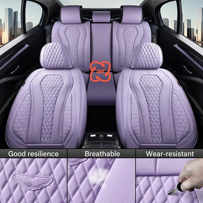 Coverado Car Seat Covers Full Set, Purple Seat Covers, Automotive Car Seat Cover, Car Seat Cushion, Car Seat Covers Front Seats Back Seat Covers, Car Seat Protector Universal Fit Most Cars - Image 4