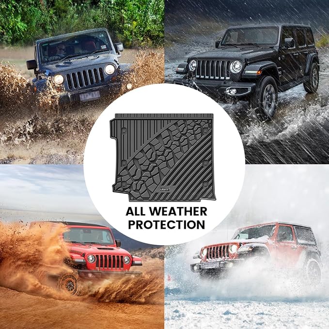 LASFIT Cargo Mat for Jeep Wrangler JL 2018-2026 4 Doors with SUBWOOFER | Not for JK/Not PHEV/Not 2-Door, All Weather, TPE, Custom Fit, Trunk Mat, for Flat Load Floor, Gas Type, Black - Image 7