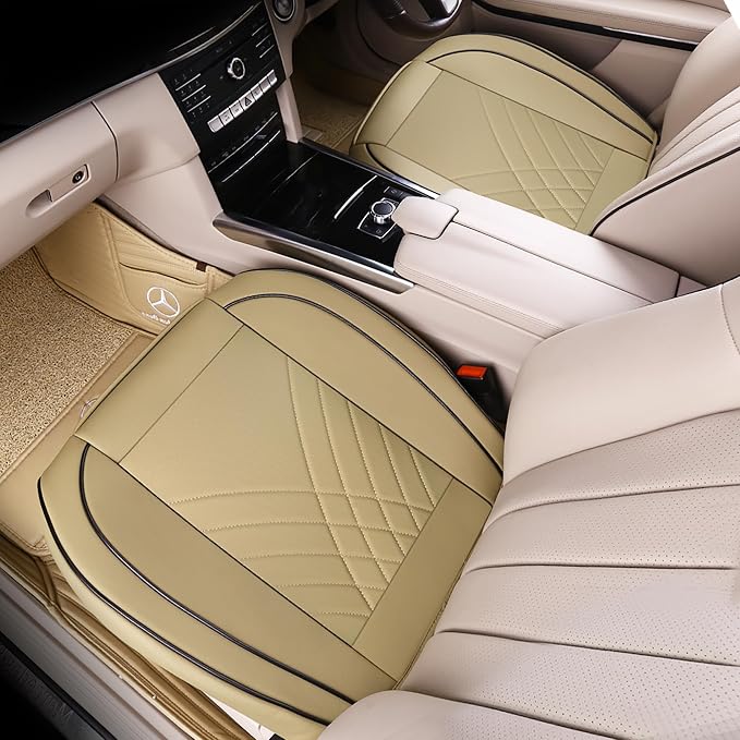 kingphenix Car Seat Cover, PU Leather Front Bottom Seat Protector | Front Bottom Seat Protector, Non-Slip Backing, Edge Coverage and Easy Installation for Sedans, SUVs, Trucks and Vans, Beige - Image 7