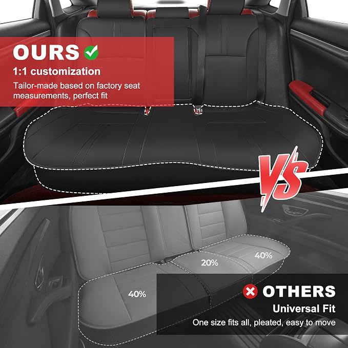 TTX LIGHTING Custom Fit for Honda Civic Seat Covers 2016-2021 5-Seats | Original Seat Pattern | Full Coverage | Easy Install | Waterproof | Faux Leather | Shield Your Car Seats | All Season - Image 5