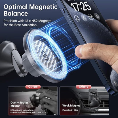 SYNCWIRE MagSafe Car Mount, Adjustable Magnetic Phone Holder, Carbon Fiber | 360° Rotating Strong Magnet Phone Mount with 3M VHB Adhesive, Compatible with iPhone 17/16/15/14/13/12 & MagSafe Cases - Image 6