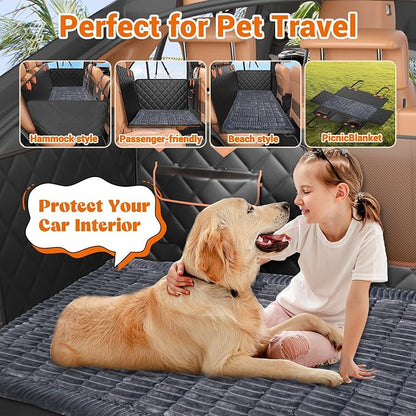 IJVAE Hard Bottom Car Seat Cover for Dog swith Removable Soft Blankets,Scratch-Proof and Anti-Slip Car Dog Hammock for Large Dogs Brown for Car, SUV - Image 4