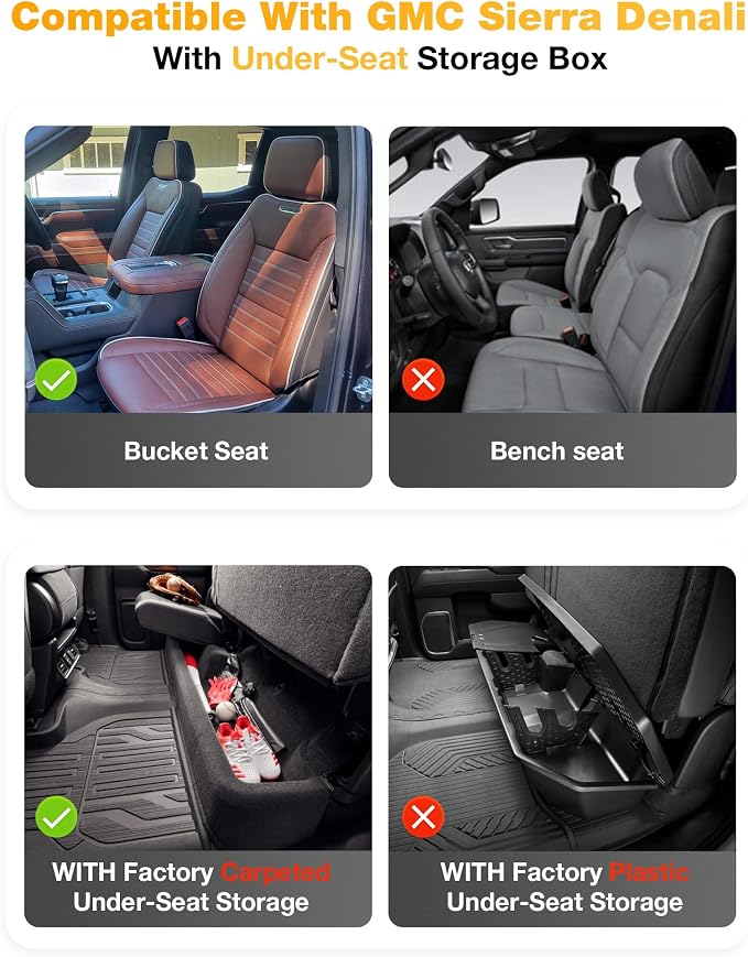 3W Floor Mats & Front Carpet for 2019-2026 Chevy Silverado/GMC Sierra 1500 | 2020-2026 GMC Sierra 2500HD/3500HD Crew Cab, TPE All Weather Accessories 2 Rows Full Set Car Mats - Image 3