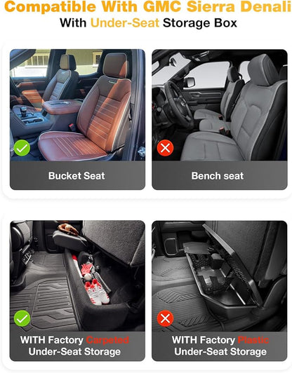 3W Floor Mats & Front Carpet for 2019-2026 Chevy Silverado/GMC Sierra 1500 | 2020-2026 GMC Sierra 2500HD/3500HD Crew Cab, TPE All Weather Accessories 2 Rows Full Set Car Mats - Image 3