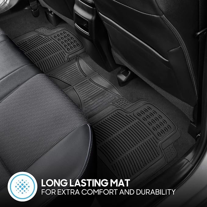 BDK ProLiner Car Floor Mats for Cars Trucks SUV, 3-Piece All-Weather Heavy Duty Rubber Liners with Universal Trimmable Fit, Durable Waterproof Vehicle Auto Floor Mats with Capture Ridges Black - Image 5