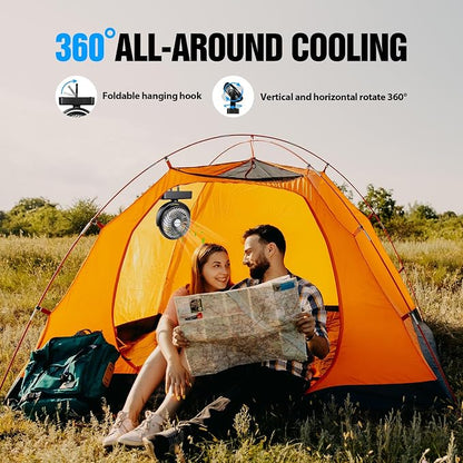 AMACOOL Portable Camping Fan with LED Lantern- 40H Work Time Rechargeable | Battery Operated Fan with Hanging Hook for Tent Car RV Hurricane Emergency Outages Survival Kit Camping Essentials Gear - Image 3