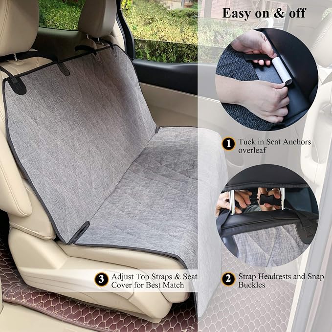 VIVAGLORY Dog Seat Cover Pet Seat Protector, Large, Heather Black | Backseat Cover for Car Suv & Truck, Back Rear Backseat Bench Protector - Image 7
