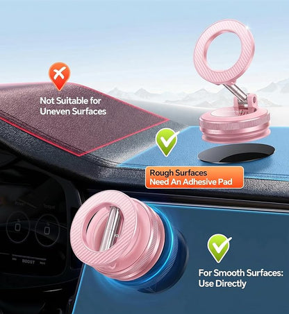 Coolpow【Newest Vacuum Magnetic Phone Holder for Car Phone Holder Mount【Movable Vacuum Suction】 Magsafe Car Mount Cell Phone Holders for Your Car Accessories for Women Men for iPhone 17 16-Light Pink - Image 7