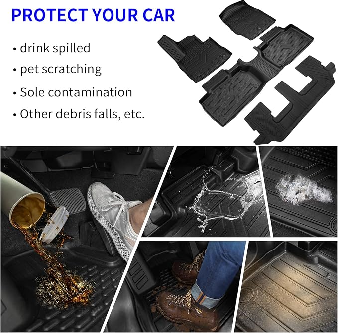 Rongtaod Floor Mats Set for 2020-2025 2026 Ford Explorer 7 Seats | Trunk Mat with Backrest Mat Cargo Mat Cargo Liner TPE All Weather Back Seat Cover Protector 2024 Explorer Accessories - Image 6