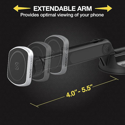 Scosche MP2WDEX2-XTSP MagicMount Pro2 Magnetic Car Phone Holder Extendo Telescoping Windshield or Dashboard Mount with Suction Cup Compatible with MagSafe, iPhones, Galaxy, Pixel & All Smartphones - Image 6