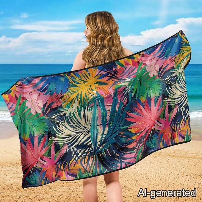 Car Towel Seat Cover Colorful Palm Tree Car Seat Cover Protector Breathable Comfortable Cars Accessories Easy to Installation for Cars SUV Trucks 1 Piece - Image 4