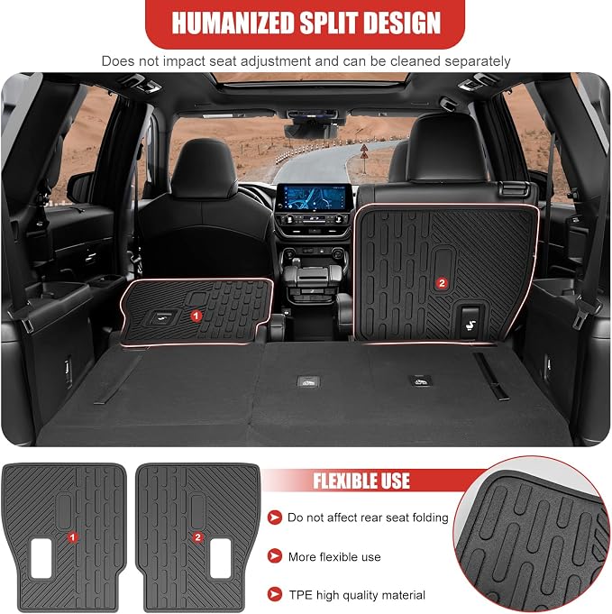 Kick Mat Fit for 2024-2025 Toyota Grand Highlander, TPE Cargo Liner All Weather Backrest Mat for Grand Highlander 7 Seats Accessories(Not fit Highlander) - Image 4