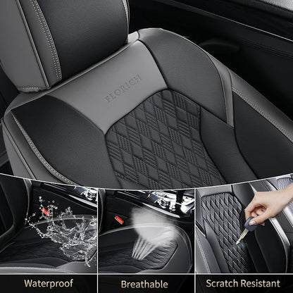 Seat Covers, Car Seat Covers Full Set, Luxury Nappa Leather Seat Covers, Breathable and Waterproof Car Seat Protector 5 Seat, Automotive Seat Covers Universal Fit for Most Cars-Gray&Black - Image 8