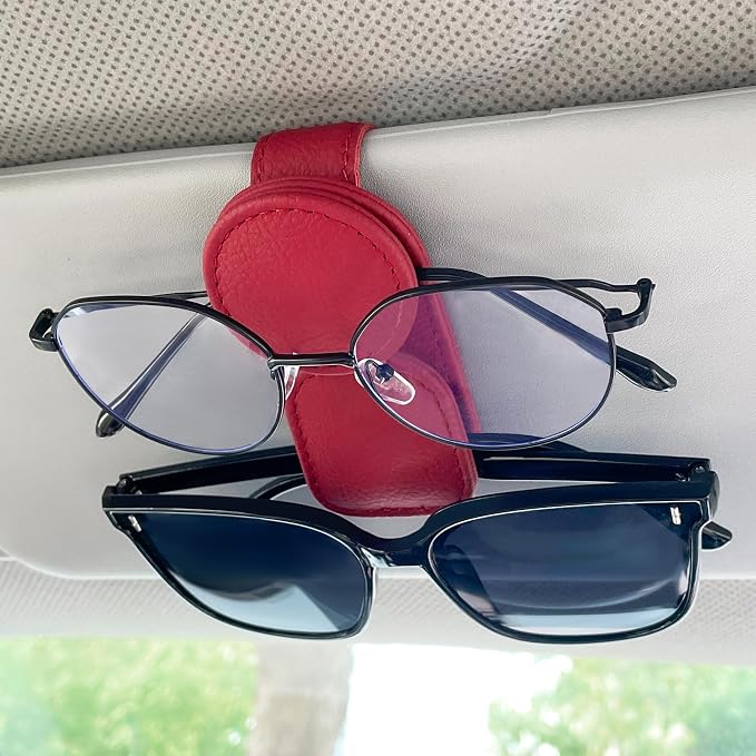 KIWEN Sunglasses Holder for Car Visor, Magnetic Leather Sunglass Eyeglass Hanger Clip for Car Sun Visor Accessories (1, Gray) - Image 9