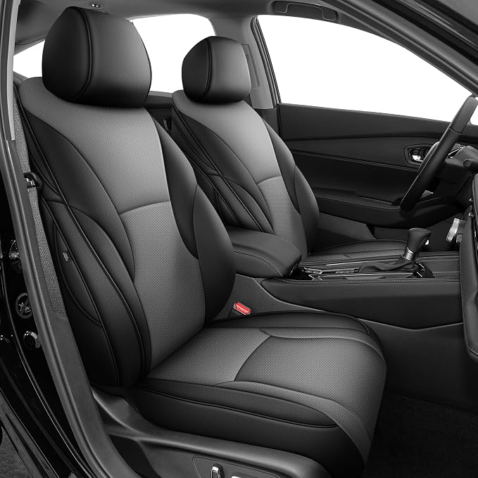 AOMSAZTO Custom Fit Seat Covers for Honda Accord 2023 2024 2025 2026 | EX,EX-L,Hybrid,Sport,Touring(RearRow W/40/60 Split Backrest)Full Set Faux Leather Compatible Airbag Seat Protector Black&Gray by AOMSAZTO