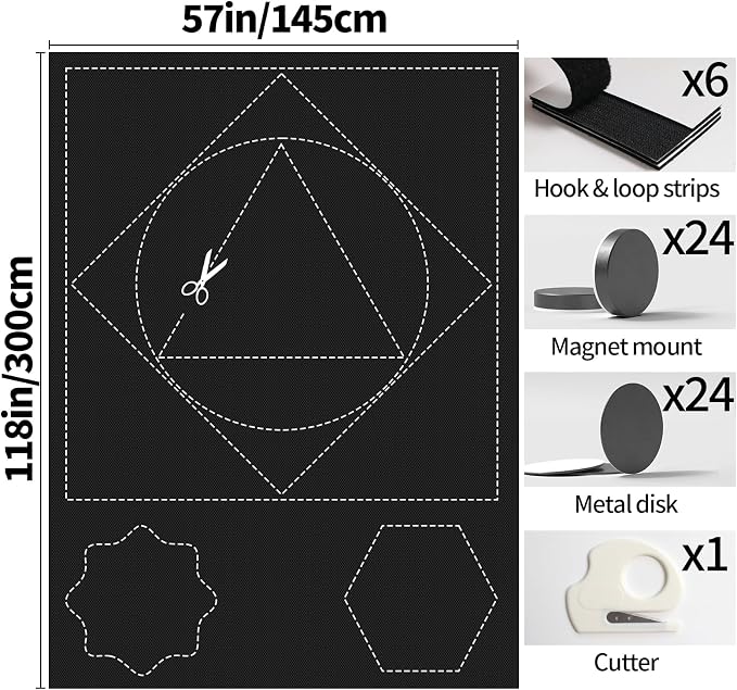 BKSAI 100% Blackout Window Cover, Portable Magnetic Black Out Curtains | No Drill Cuttable Shades, Temporary Blinds for Bedroom, RV, Nursery, Media Room, Sun Blocker, Room Darkening, 118x57 inch - Image 6