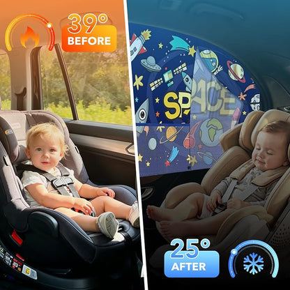 LEIWOOR 2-Pack Magnetic 2 Layers UV Protection Car Window Shades for Baby | Privacy full/half shade car back side window shades with net pocket, breathable heat block curtain for truck van sedan SUV - Image 5